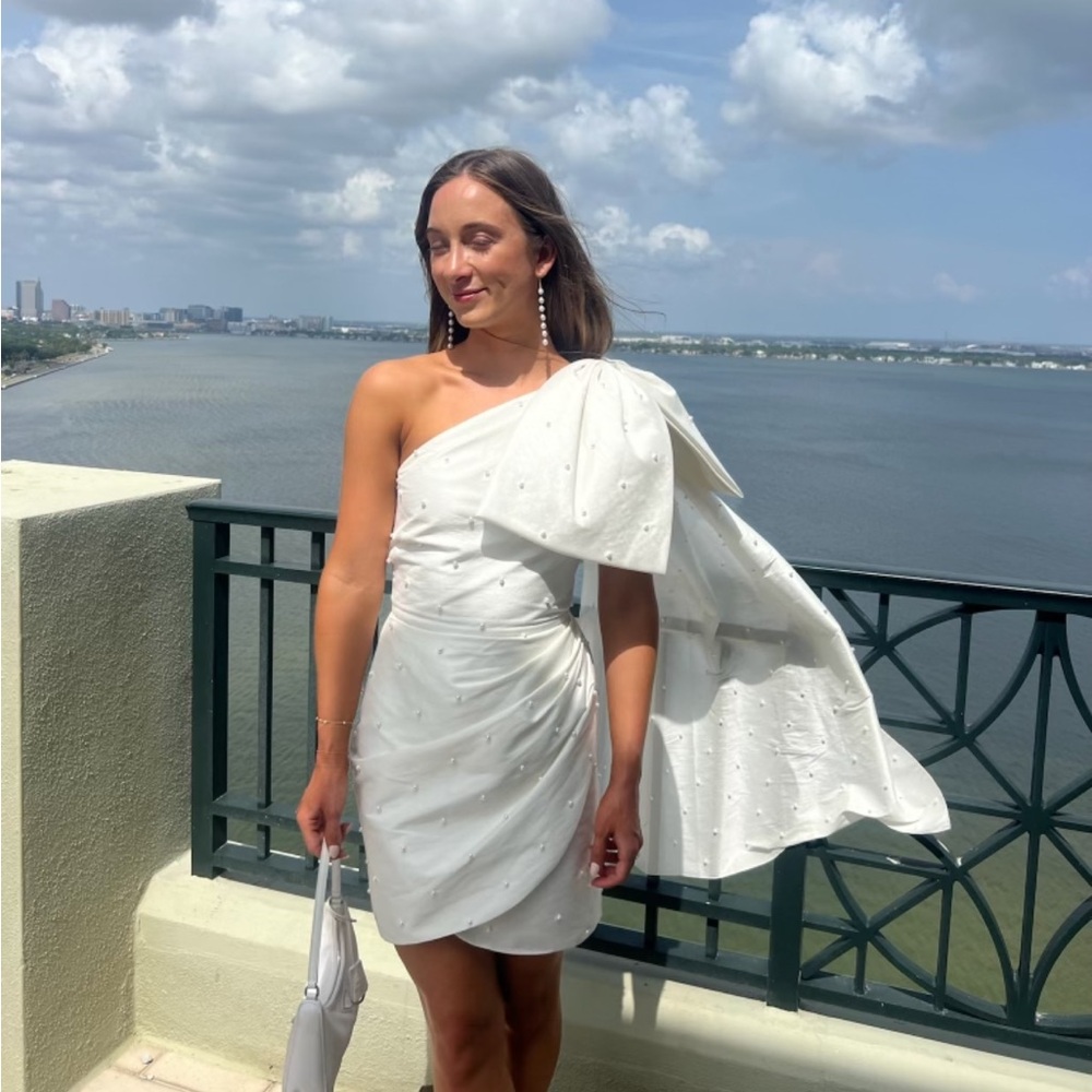 Sachin & Babi Pippa One-Shoulder Pearl-Embellished Mini Dress